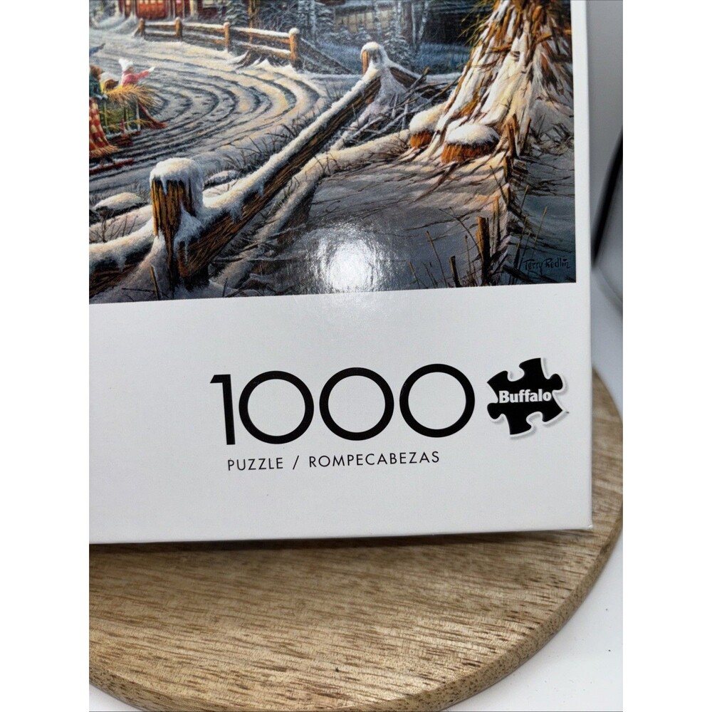 NEW Terry Redlin THE PLEASURES OF WINTER 1000 pc puzzle Barn Family Horse Sled - Picture 6 of 6